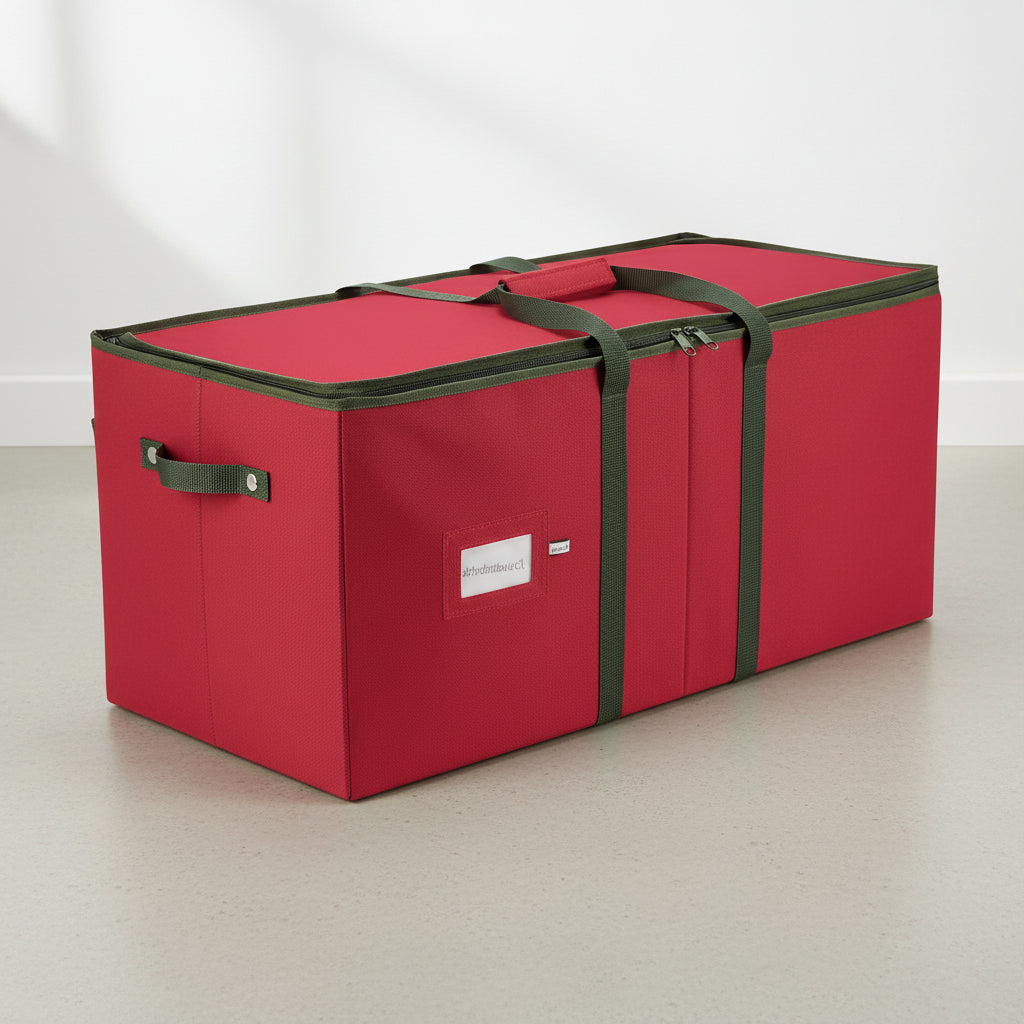 Christmas Ornament Storage Tote with Adjustable Dividers, Up to 128 Ornaments