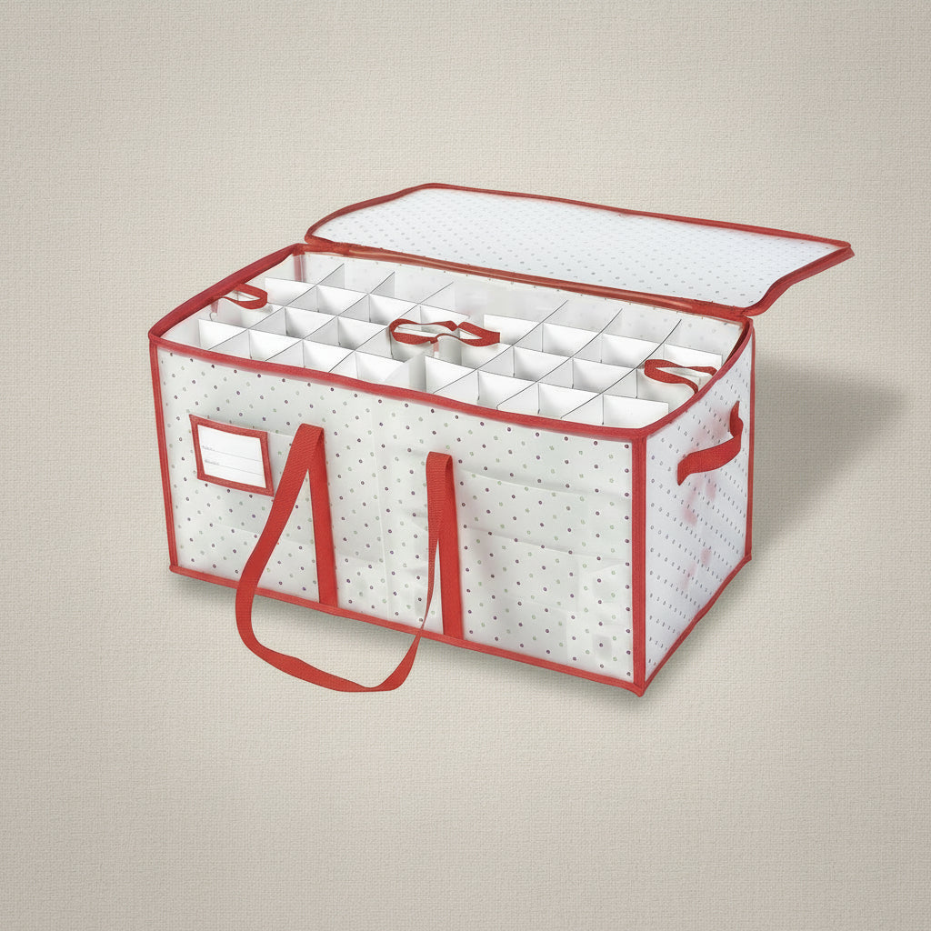 Zippered Clear Ornament Storage Box with Double-Sided Trays, Up to 128 Ornaments