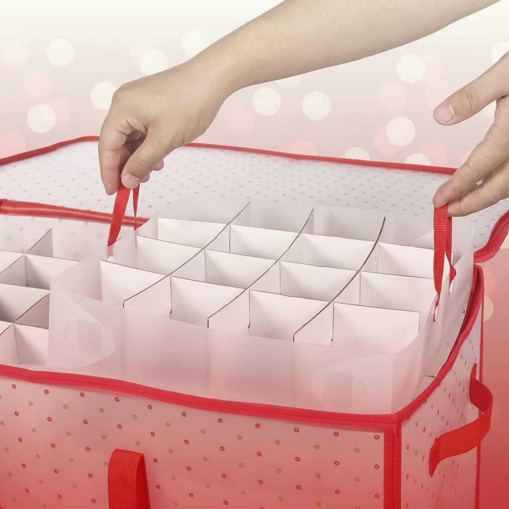Zippered Clear Ornament Storage Box with Double-Sided Trays, Up to 128 Ornaments