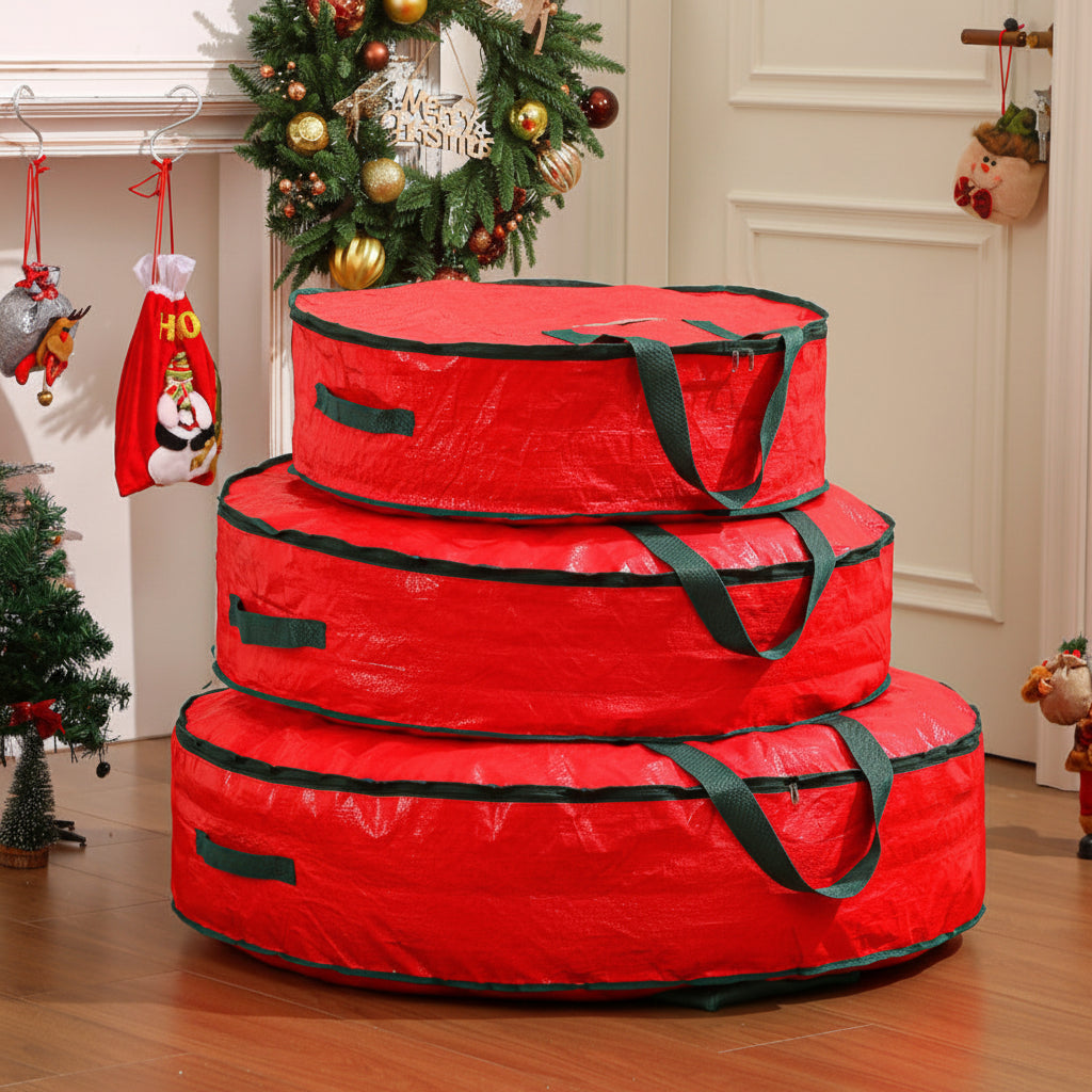 Round Zippered Christmas Storage Bag for Wreaths and Ornaments