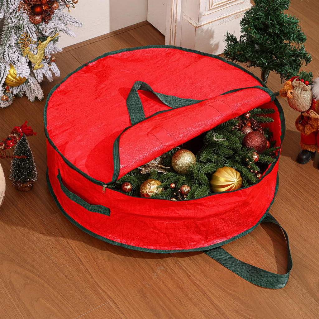 Round Zippered Christmas Storage Bag for Wreaths and Ornaments