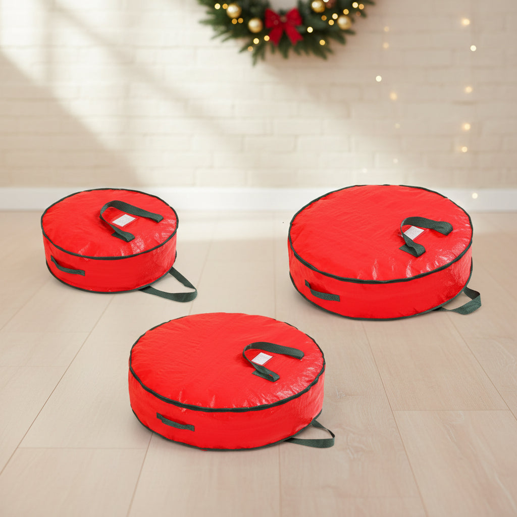 Round Zippered Christmas Storage Bag for Wreaths and Ornaments