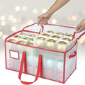 Zippered Clear Ornament Storage Box with Double-Sided Trays, Up to 128 Ornaments