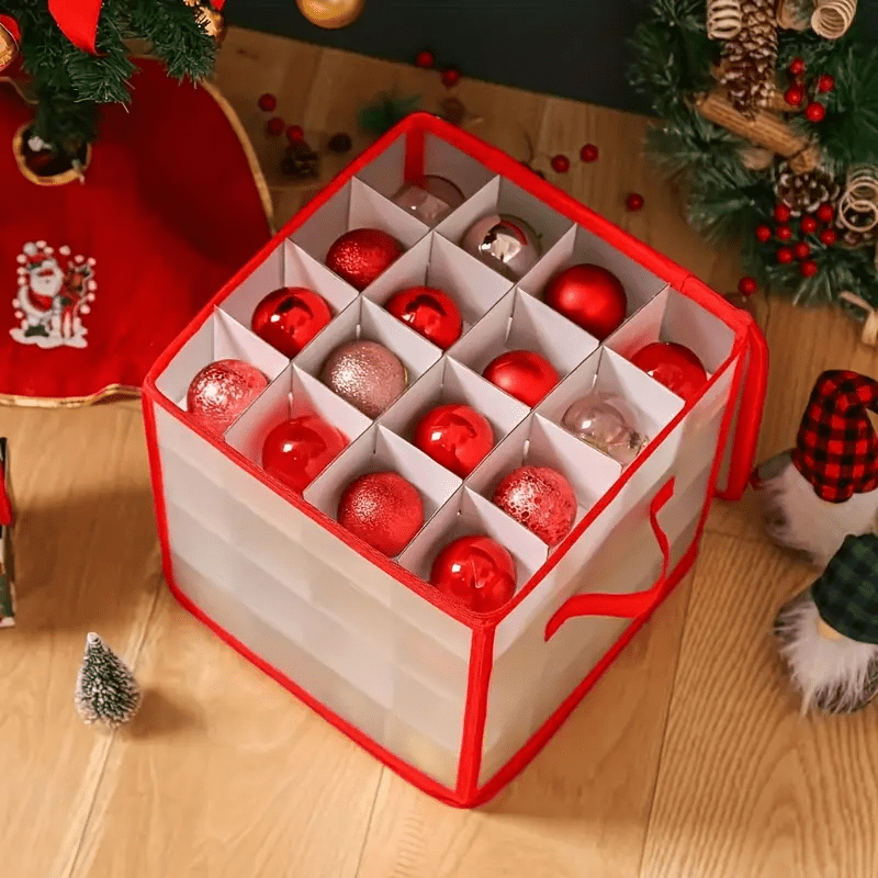Clear Christmas Ornament Storage Cube with Zipper and Dividers