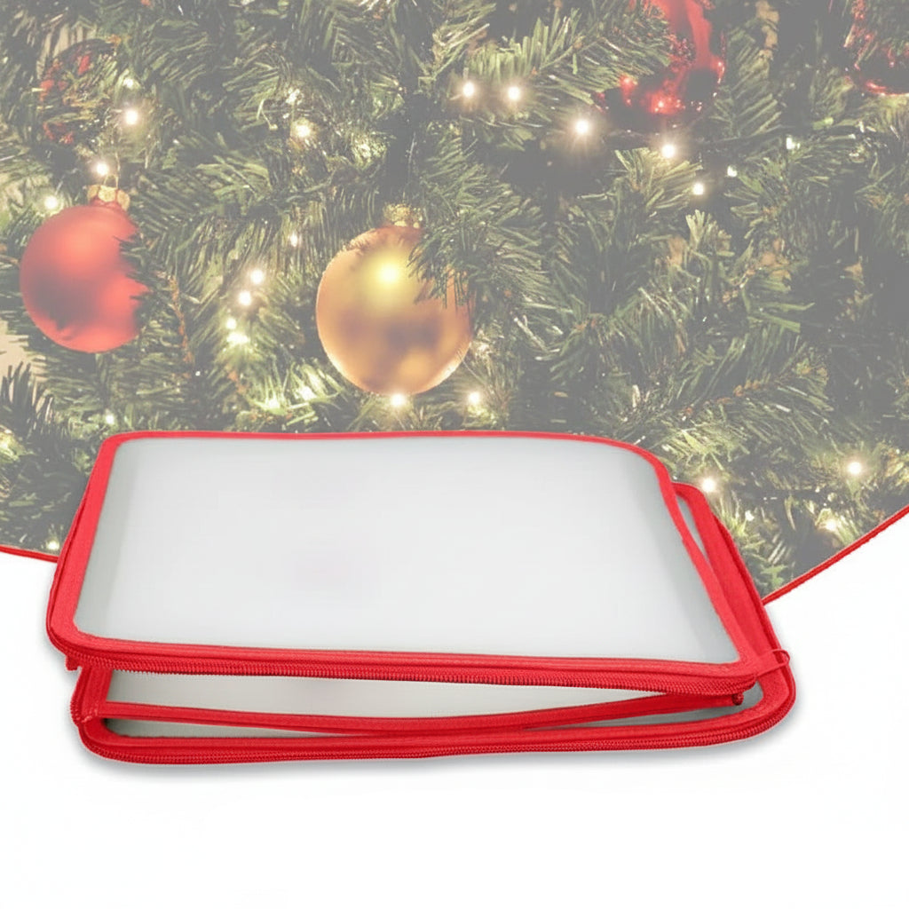 Clear Christmas Ornament Storage Cube with Zipper and Dividers