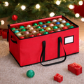 Stackable Fabric Ornament Storage Box with 3 Trays and Rope Handles