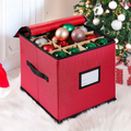 Christmas Ornament Storage Box with 3 Removable Trays, 600D Oxford Fabric
