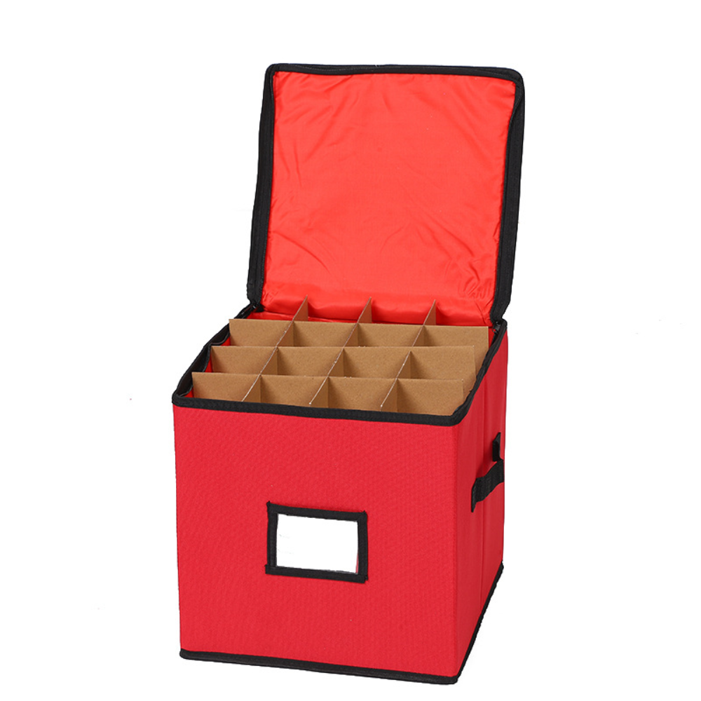 Christmas Ornament Storage Box with 3 Removable Trays, 600D Oxford Fabric