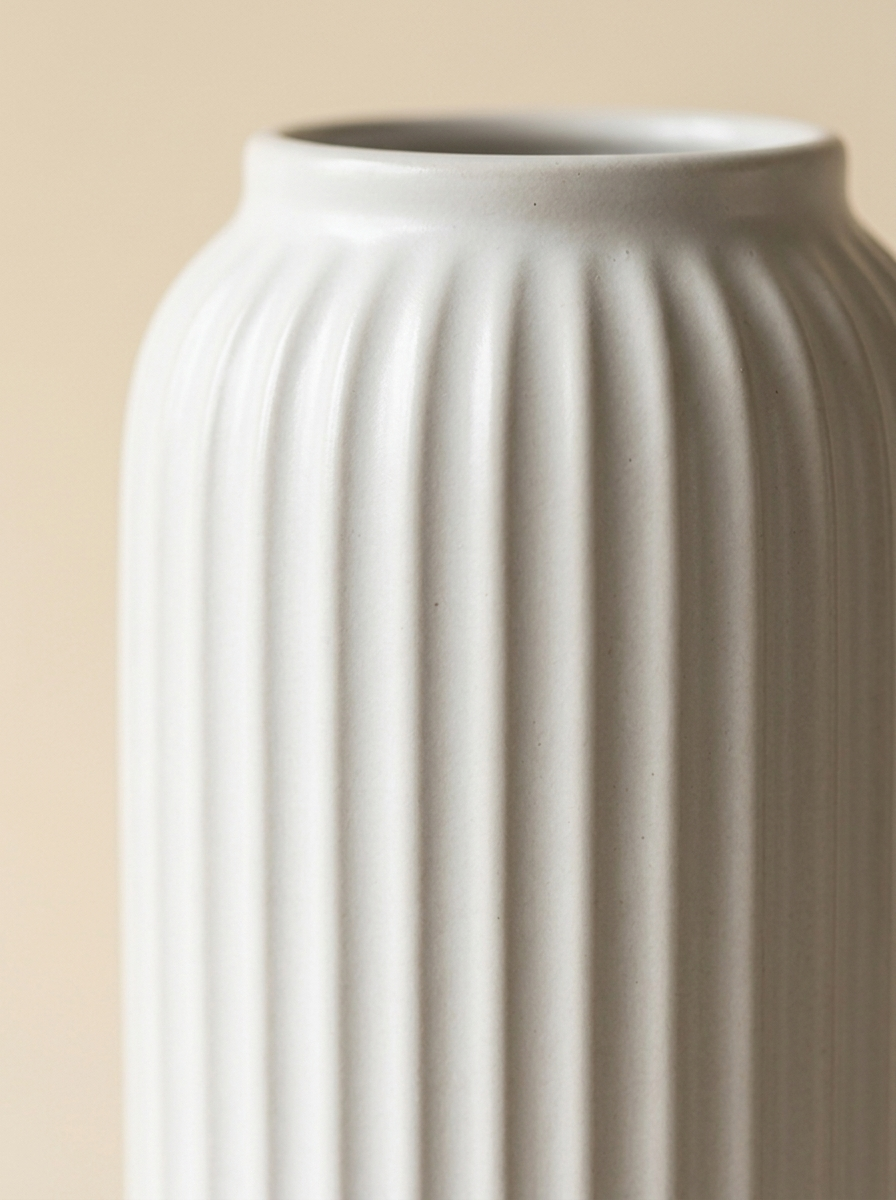 Cloud Ribbed Ceramic Vase - ribbed texture detail