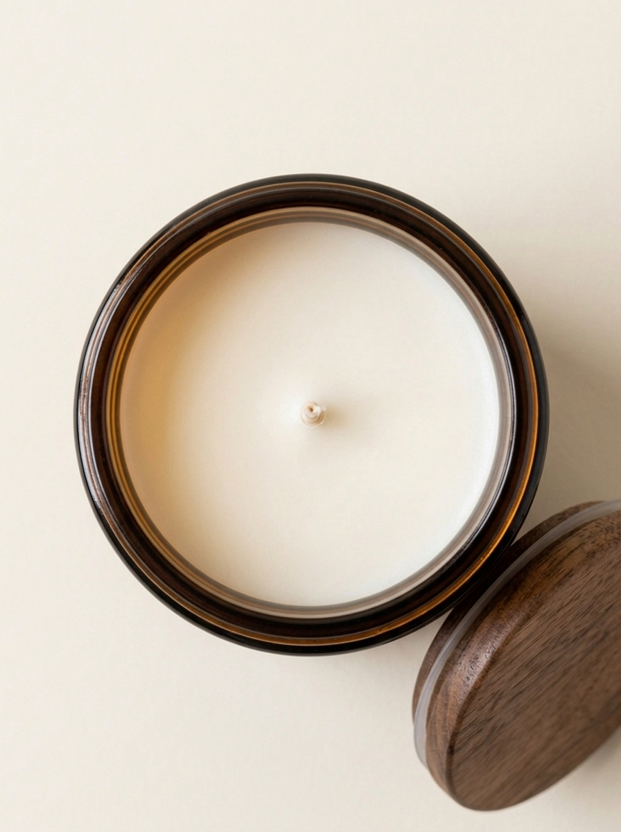 Ember Glow Amber Jar Soy Candle - top-down wick detail