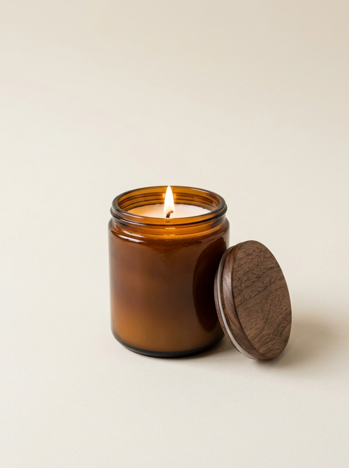 Ember Glow Amber Jar Soy Candle - front view