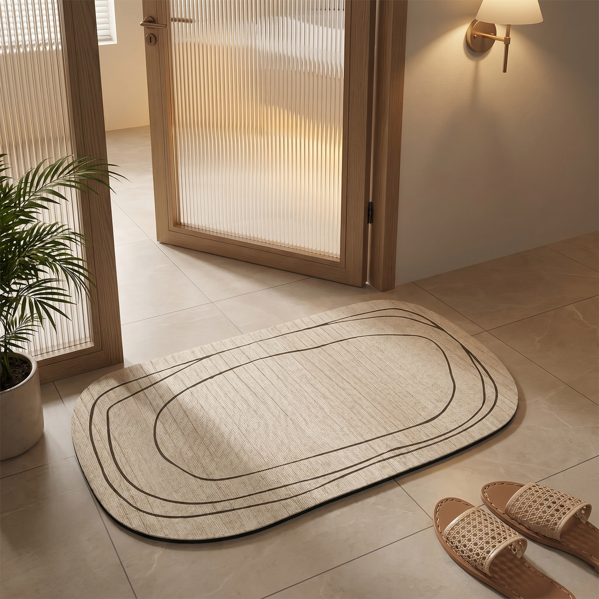 Abstract Pattern Absorbent Bathroom Floor Mat made from fast-drying diatom mud with non-slip backing