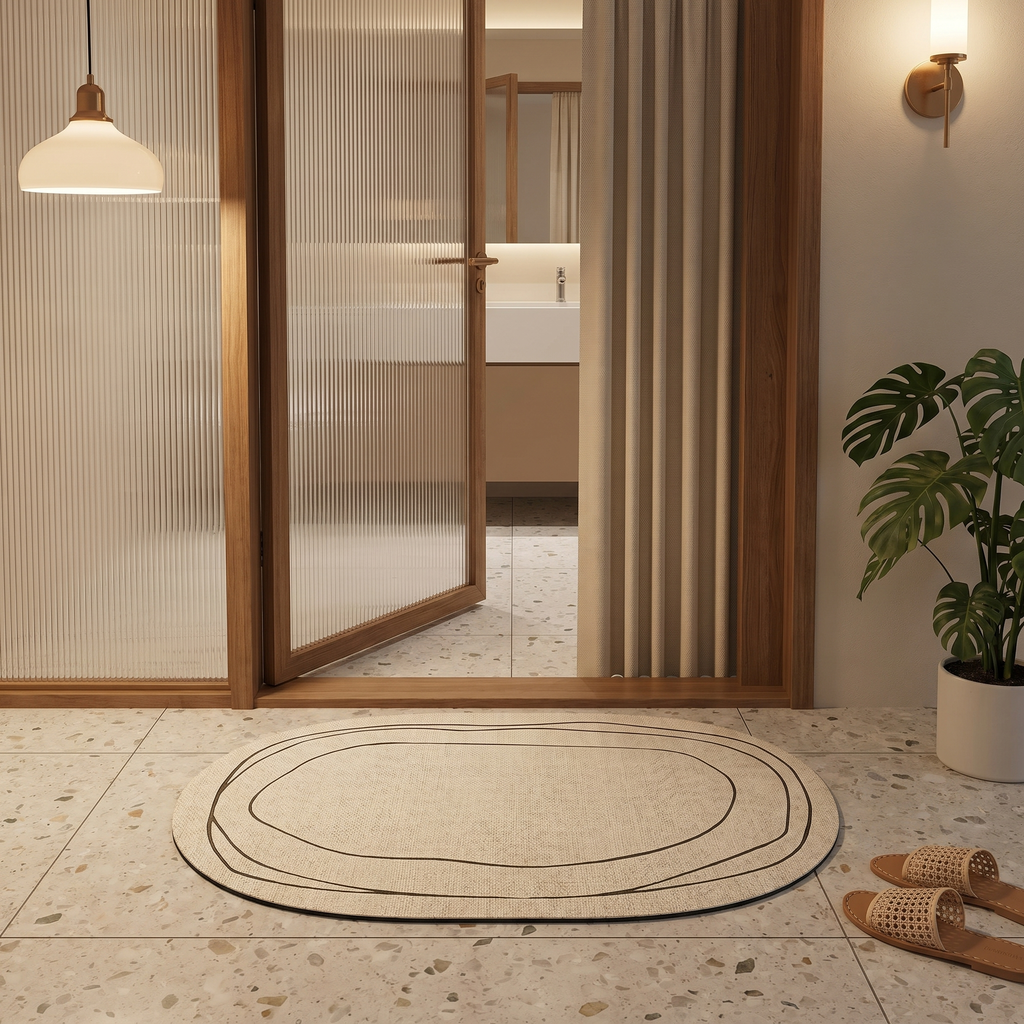 Abstract Pattern Absorbent Bathroom Floor Mat made from fast-drying diatom mud with non-slip backing 2