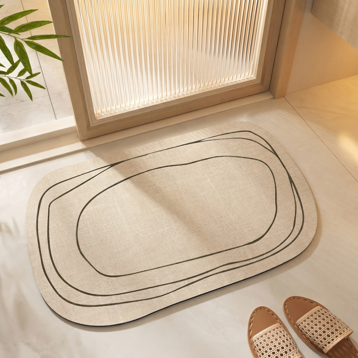Abstract Pattern Absorbent Bathroom Floor Mat made from fast-drying diatom mud with non-slip backing 3