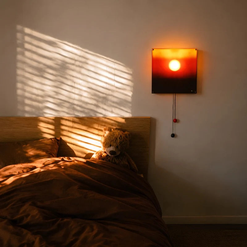 Artistic cordless rechargeable sunset wall light with pull-cord control and adjustable brightness 2