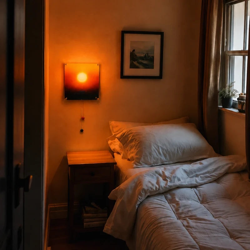 Artistic cordless rechargeable sunset wall light with pull-cord control and adjustable brightness 3
