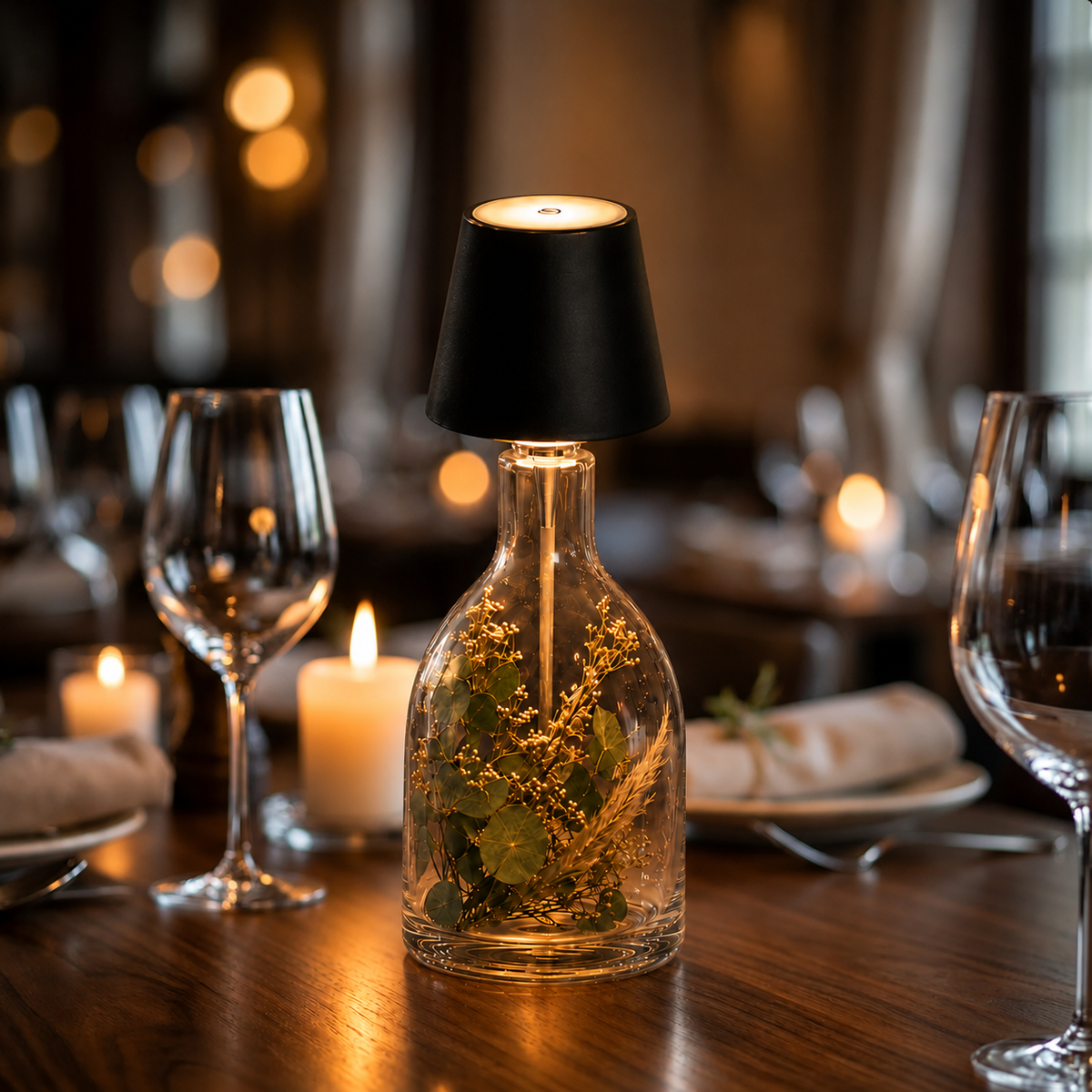 Stylish bottle stopper lamp that transforms any bottle into a beautiful table lamp. 2