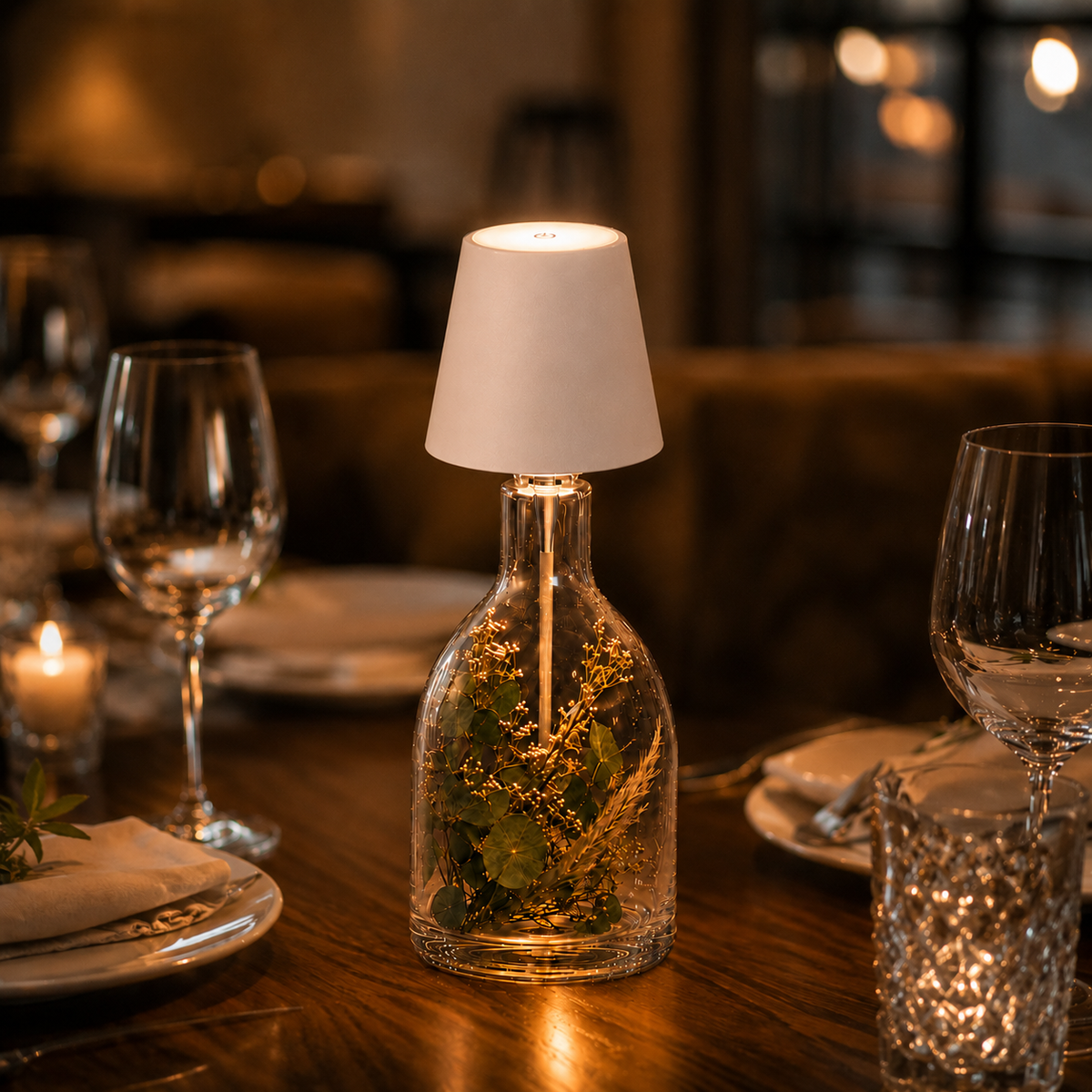 Stylish bottle stopper lamp that transforms any bottle into a beautiful table lamp. 4