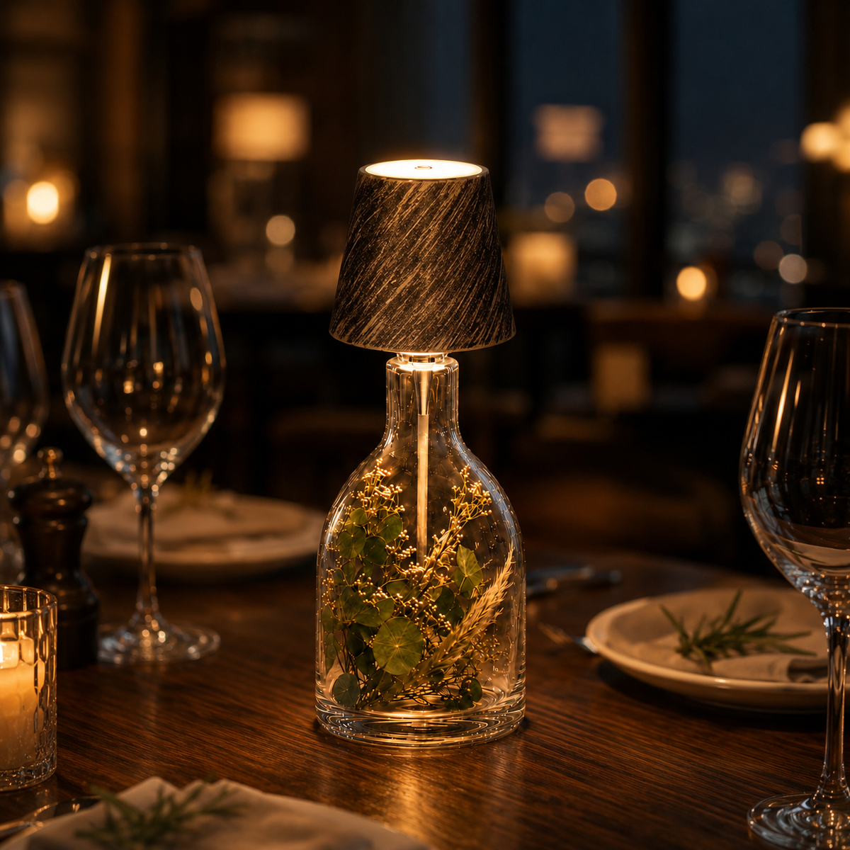 Stylish bottle stopper lamp that transforms any bottle into a beautiful table lamp. 7