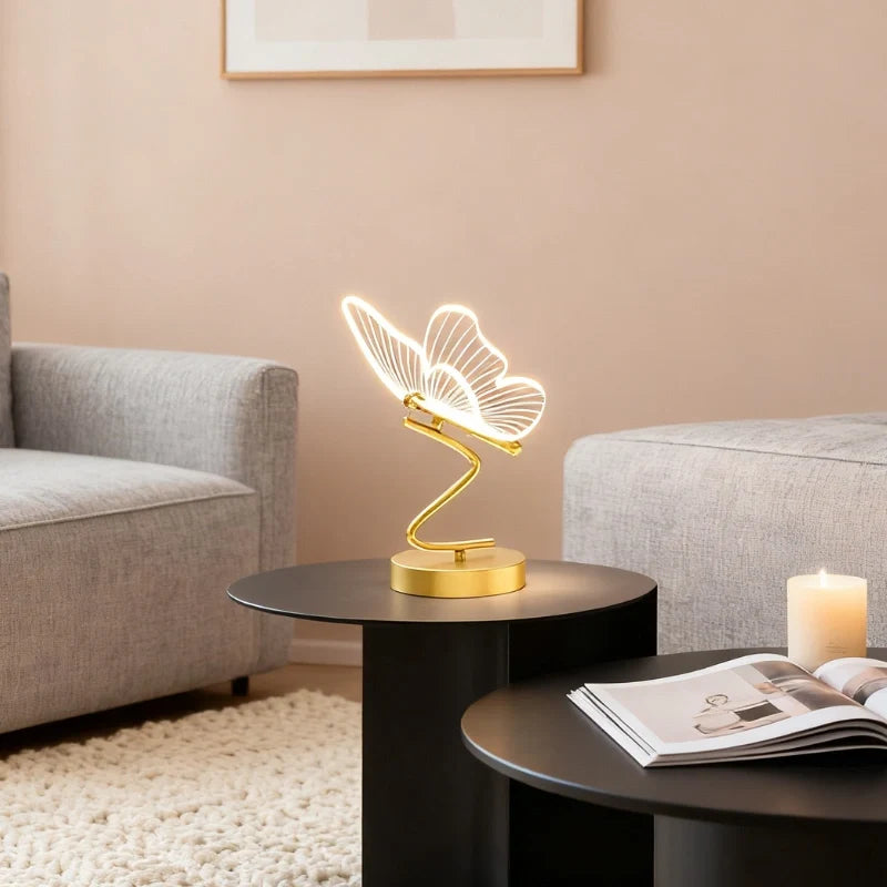 Butterfly-inspired wing table lamp with acrylic panels and adjustable lighting, rechargeable battery powered 4