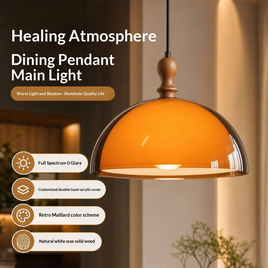 Adjustable ceiling pendant light with orange shade and vintage design. 3