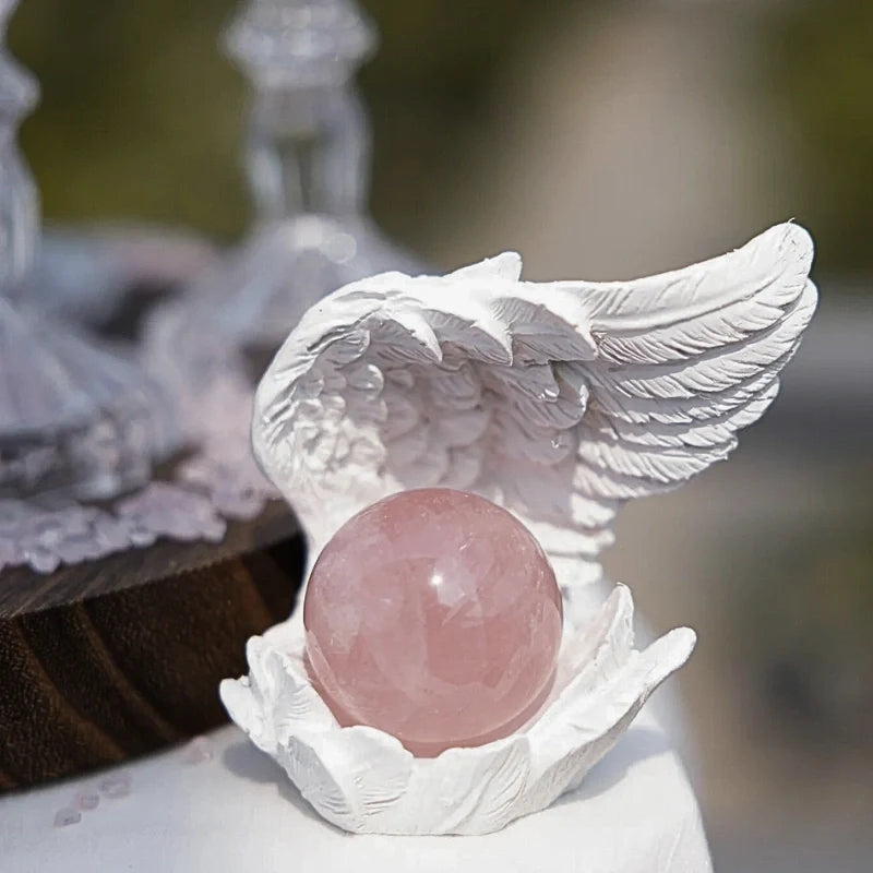 Celestial angel wings resin candle holder with intricate feathered detail and ethereal glow 13