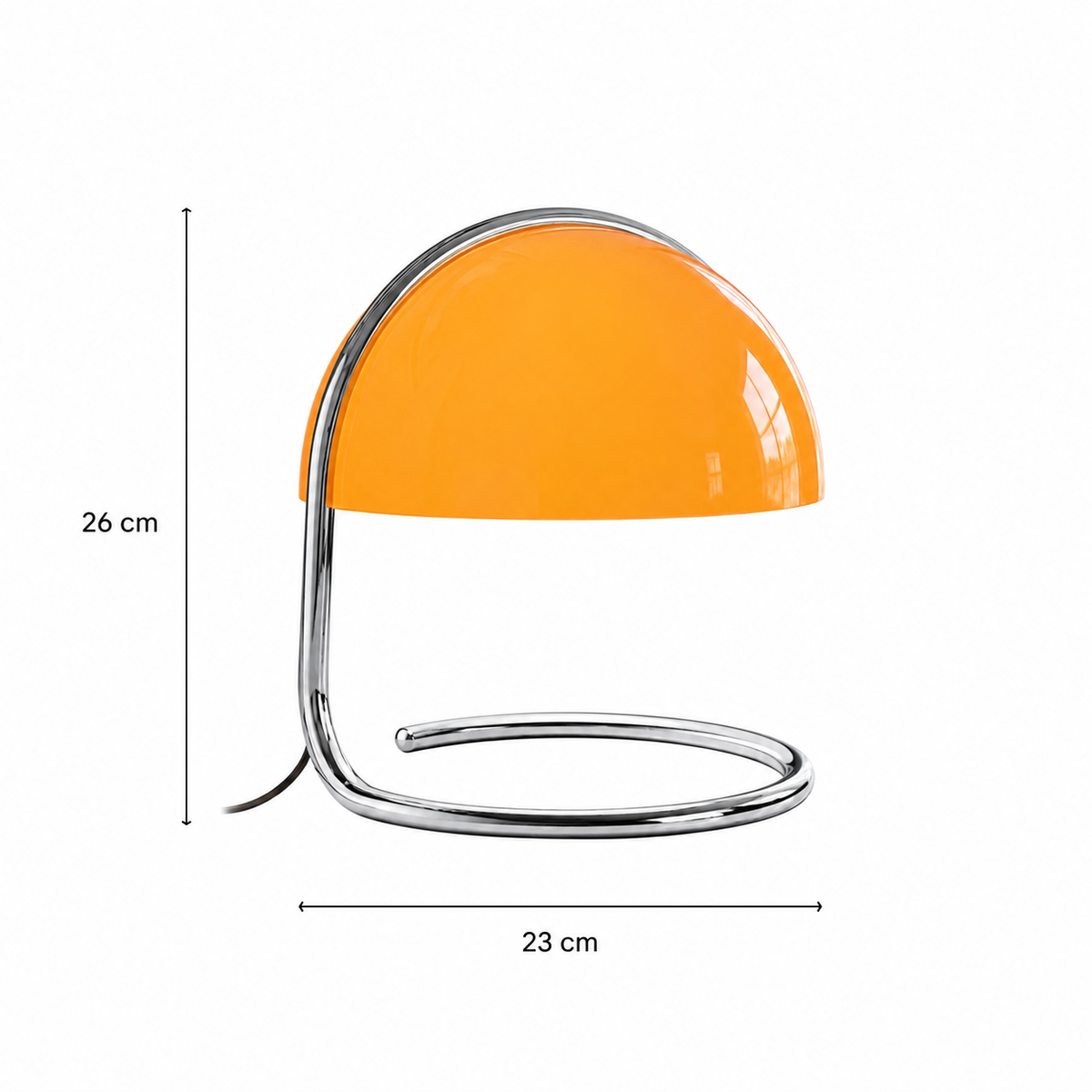 Retro coiled chrome mushroom table lamp with domed acrylic shade. 15