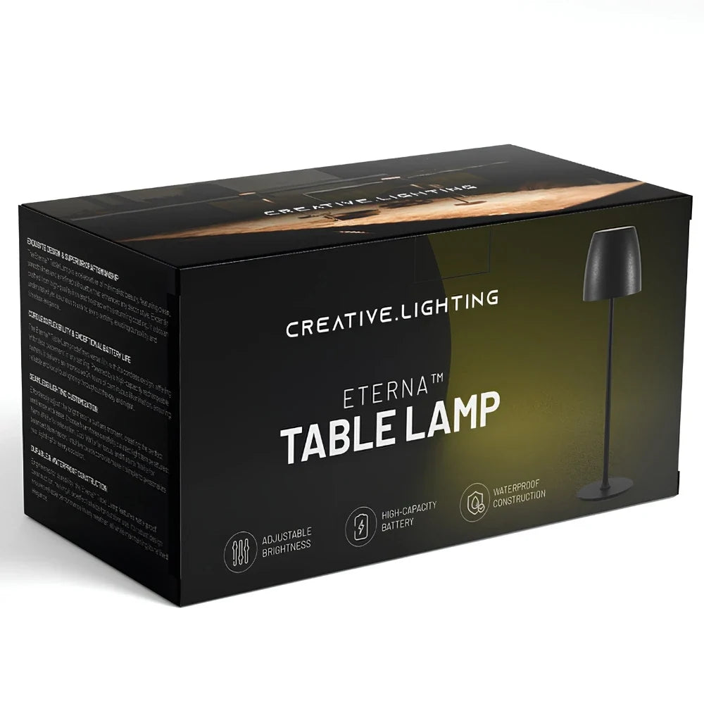 Cordless Eterna Table Lamp with minimalist design, waterproof construction, and 24-hour battery life 12