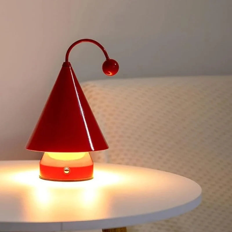 Cordless GlowCap cone table lamp with dimmable LED and rechargeable battery 10