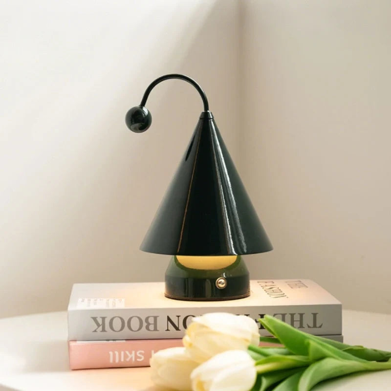 Cordless GlowCap cone table lamp with dimmable LED and rechargeable battery 3