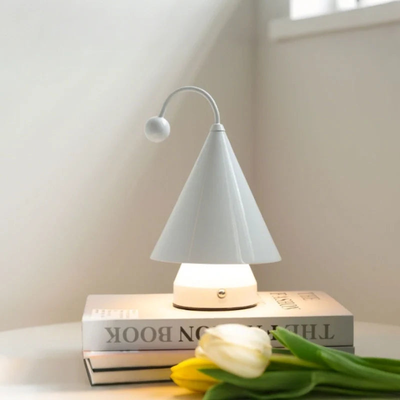 Cordless GlowCap cone table lamp with dimmable LED and rechargeable battery 4