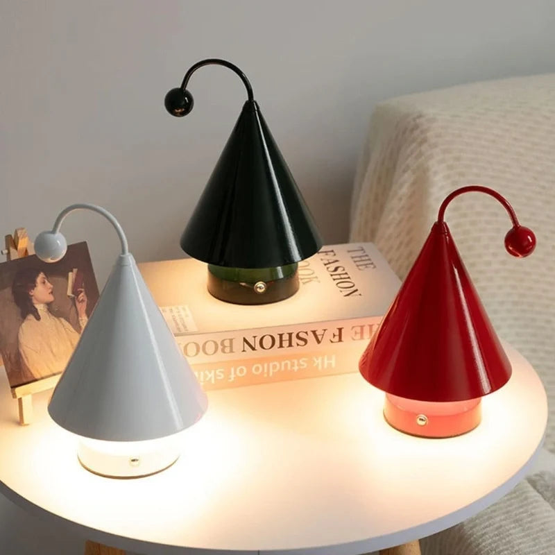 Cordless GlowCap cone table lamp with dimmable LED and rechargeable battery 8
