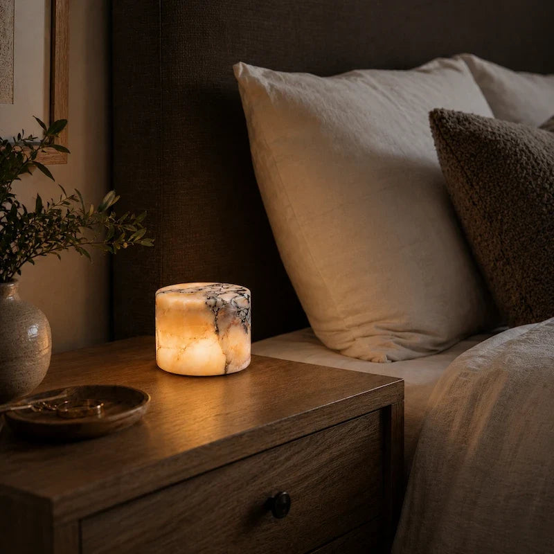 Cordless Marble Glow Lamp crafted from genuine natural marble with touch control