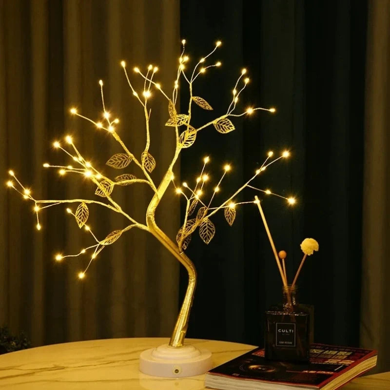 Golden Leaf Tree with warm LED lights and adjustable bendable branches for home decoration 2
