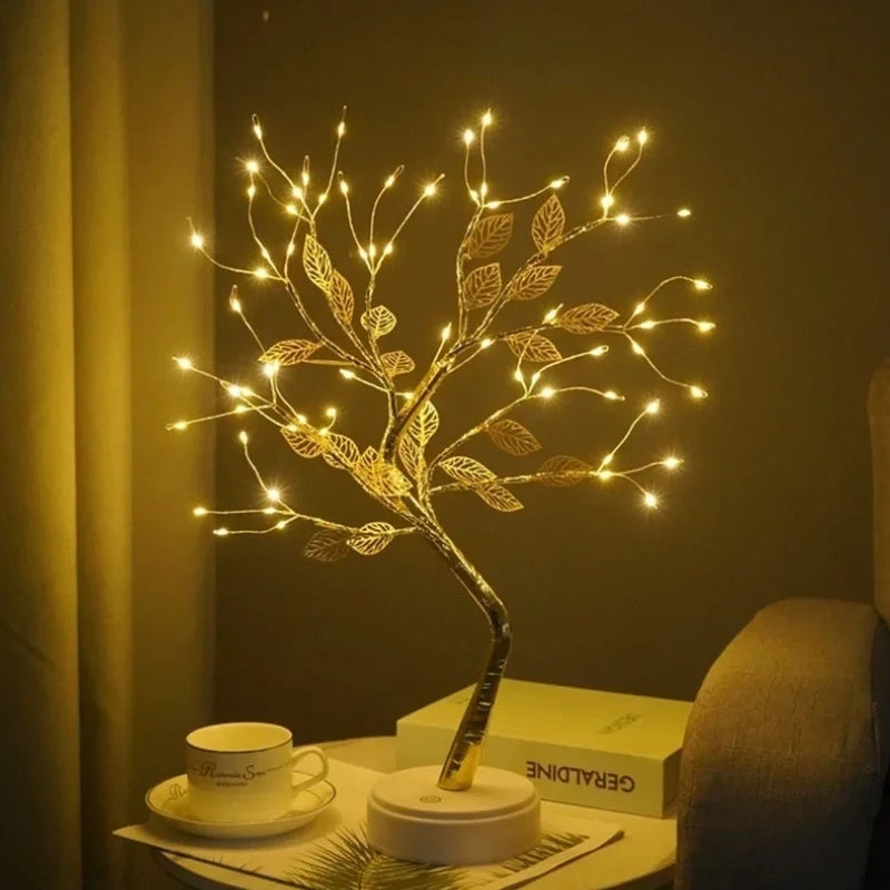 Golden Leaf Tree with warm LED lights and adjustable bendable branches for home decoration 3