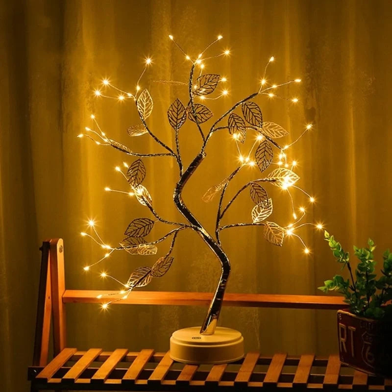 Golden Leaf Tree with warm LED lights and adjustable bendable branches for home decoration 4