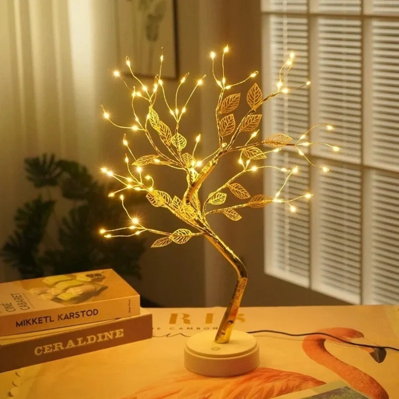 Golden Leaf Tree with warm LED lights and adjustable bendable branches for home decoration 5