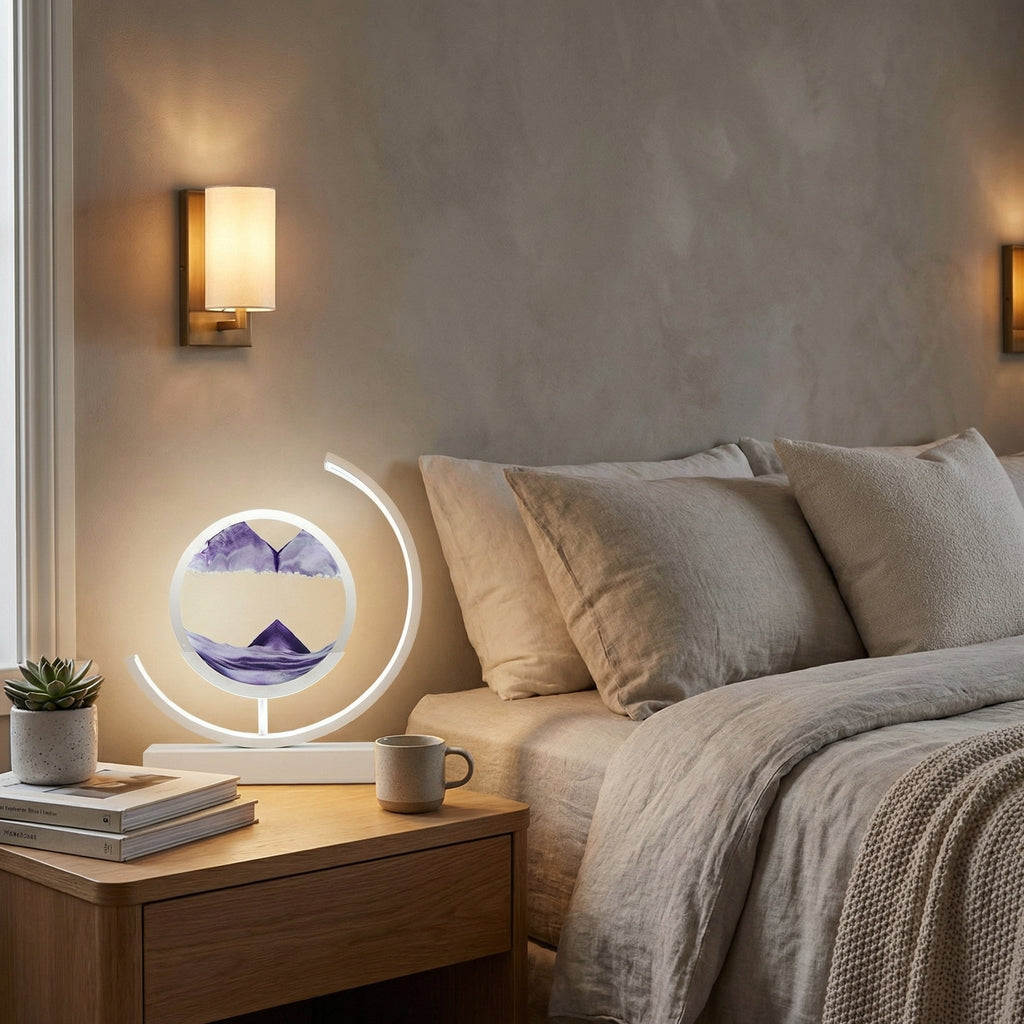 Dimmable 3D quicksand art table lamp with flowing sand and ambient LED light 6