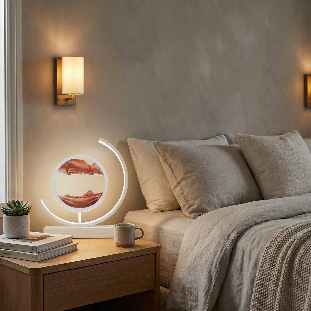 Dimmable 3D quicksand art table lamp with flowing sand and ambient LED light 7