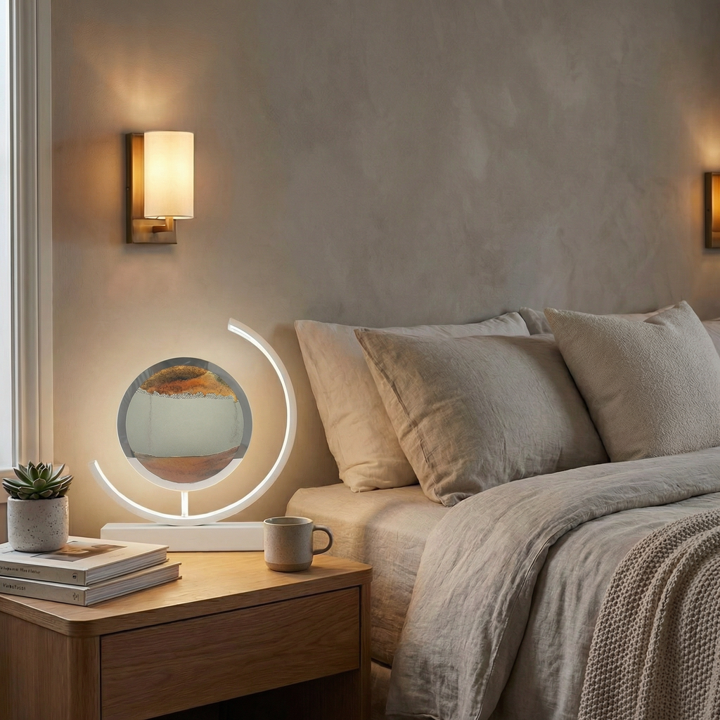 Dimmable 3D quicksand art table lamp with flowing sand and ambient LED light 8