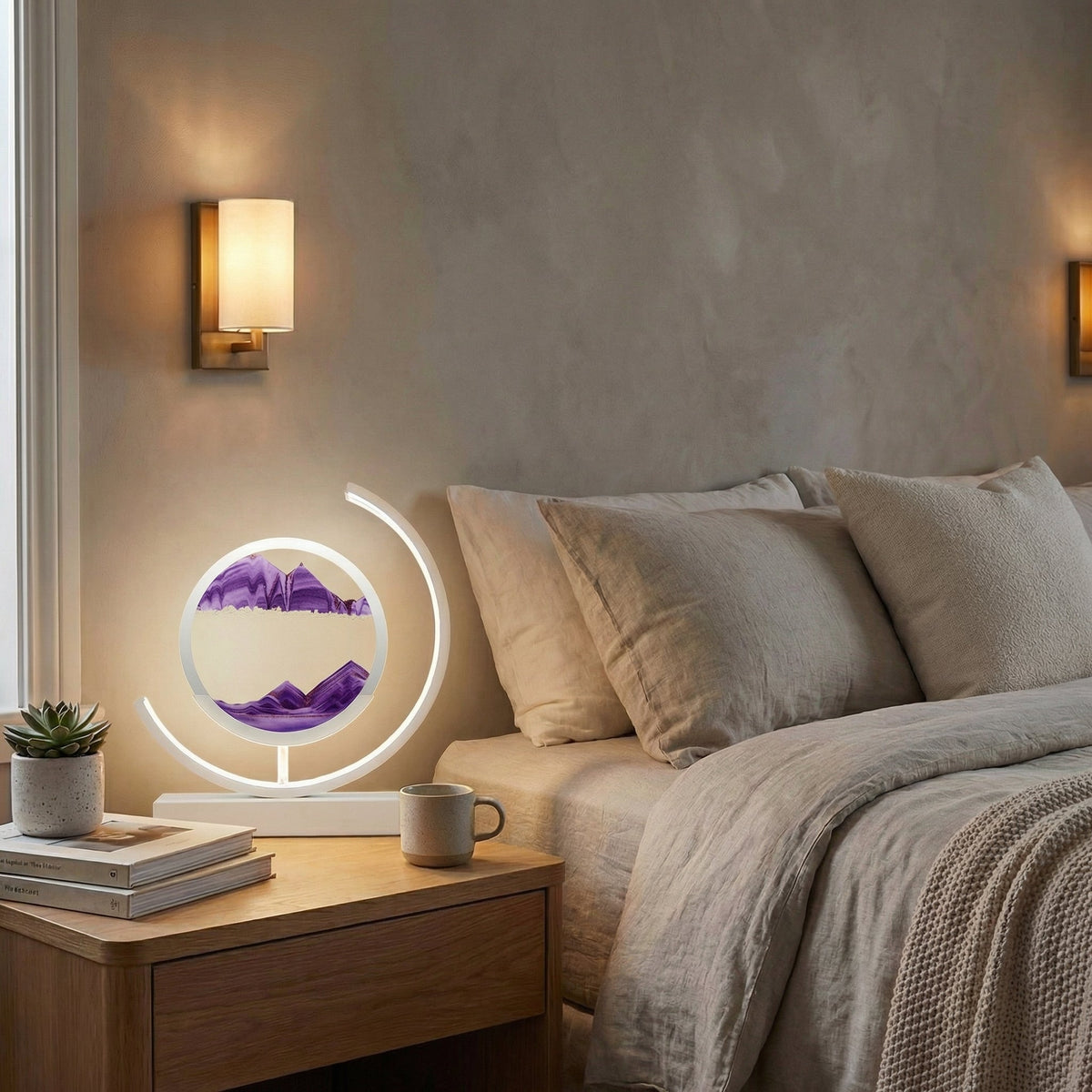 Dimmable 3D quicksand art table lamp with flowing sand and ambient LED light 9