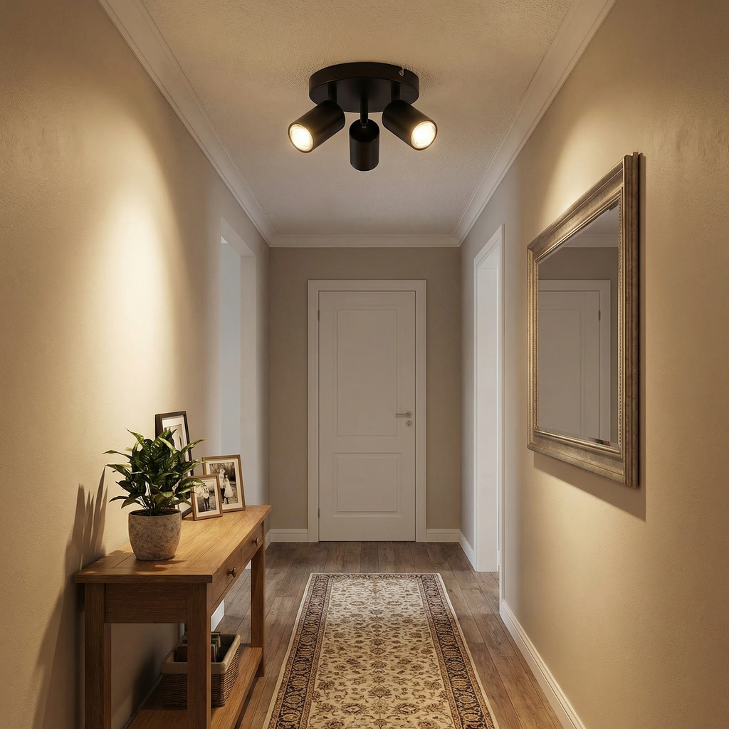 Directional adjustable anti-glare LED ceiling spotlight mounted on a contemporary ceiling 2