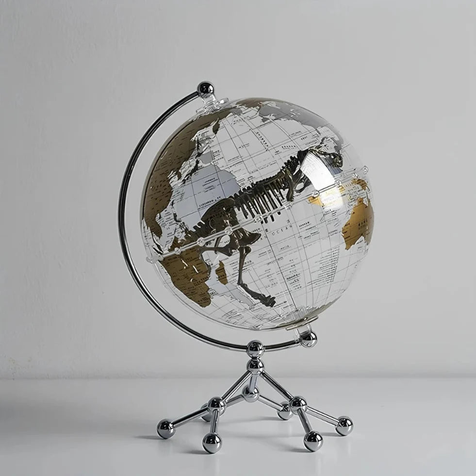 Modern educational globe light with metallic frame, world map design, and warm white glow for office and home decor 4