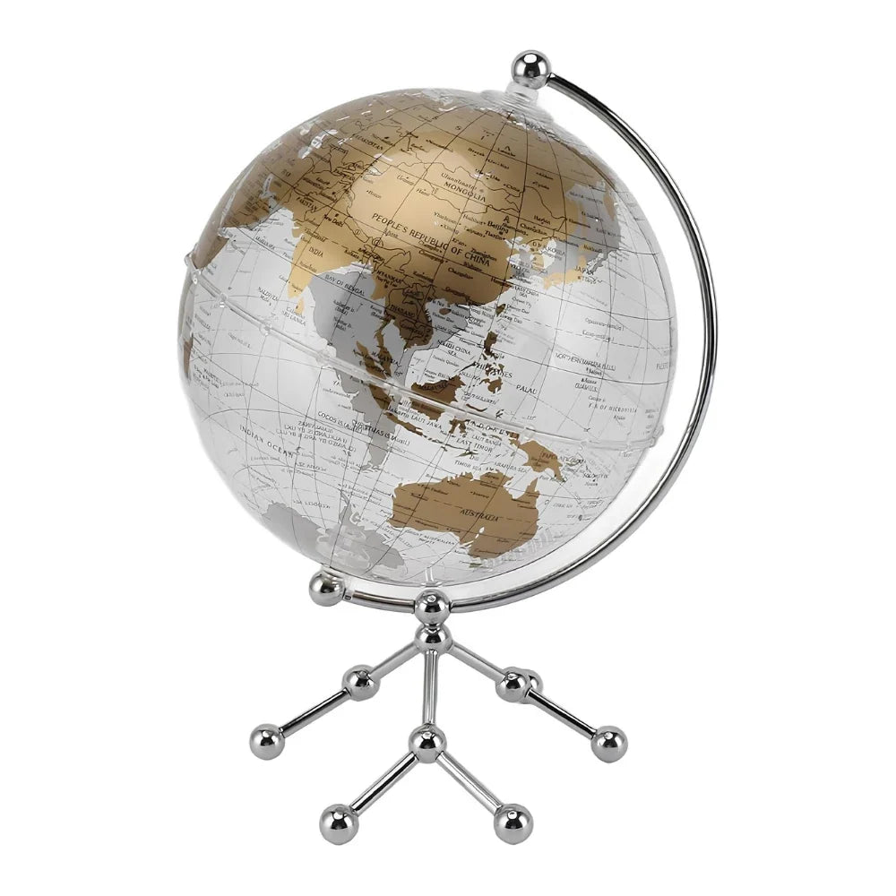 Modern educational globe light with metallic frame, world map design, and warm white glow for office and home decor 5