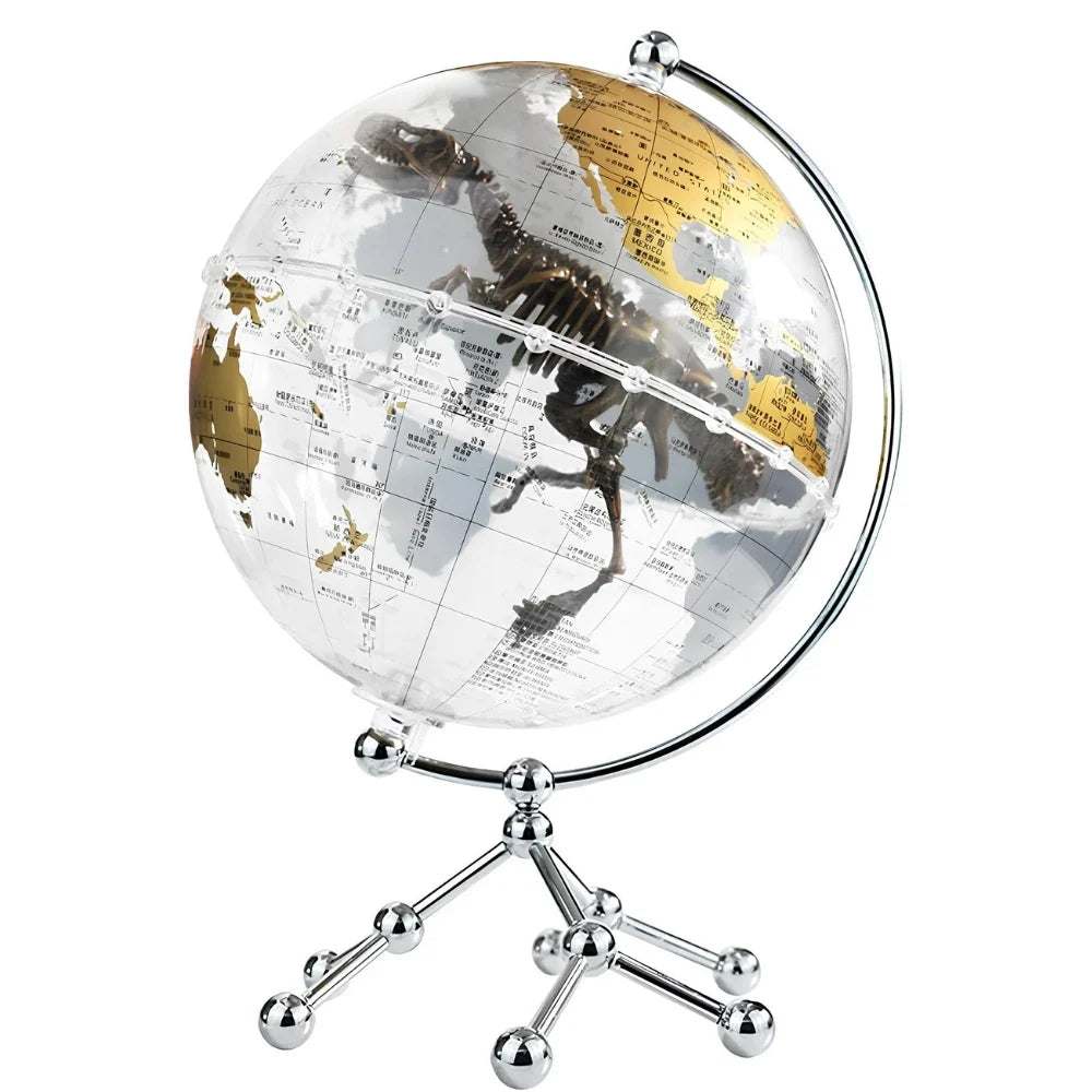 Modern educational globe light with metallic frame, world map design, and warm white glow for office and home decor 6