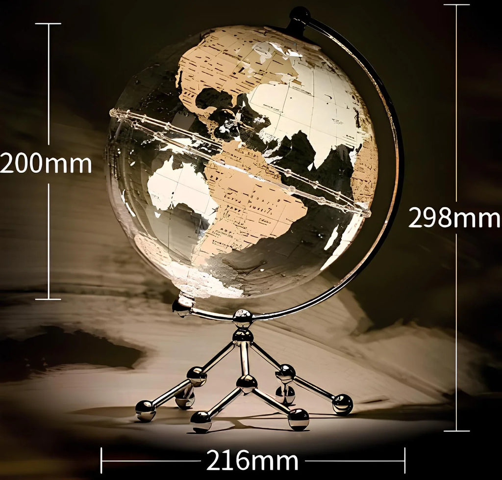 Modern educational globe light with metallic frame, world map design, and warm white glow for office and home decor 8