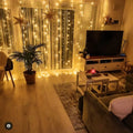 Enchanting Fairy Curtain warm white LED string lights with remote control and 8 lighting modes