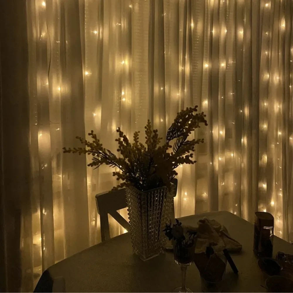 Enchanting Fairy Curtain warm white LED string lights with remote control and 8 lighting modes 10