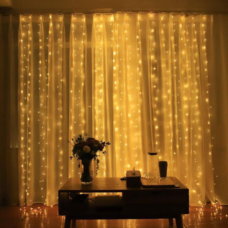 Enchanting Fairy Curtain warm white LED string lights with remote control and 8 lighting modes 12