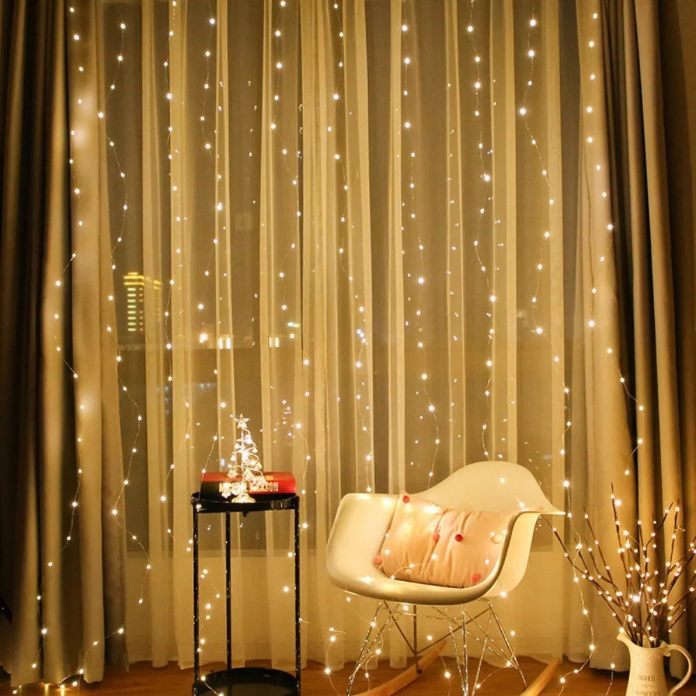 Enchanting Fairy Curtain warm white LED string lights with remote control and 8 lighting modes 14